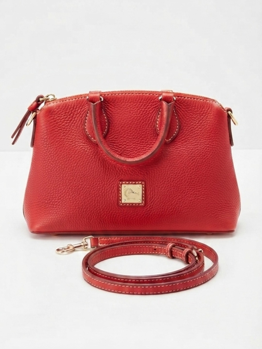 Dooney & Bourke Red Pebble Grain Leather Satchel